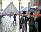 close view of the painting Paris Street, Rainy Day